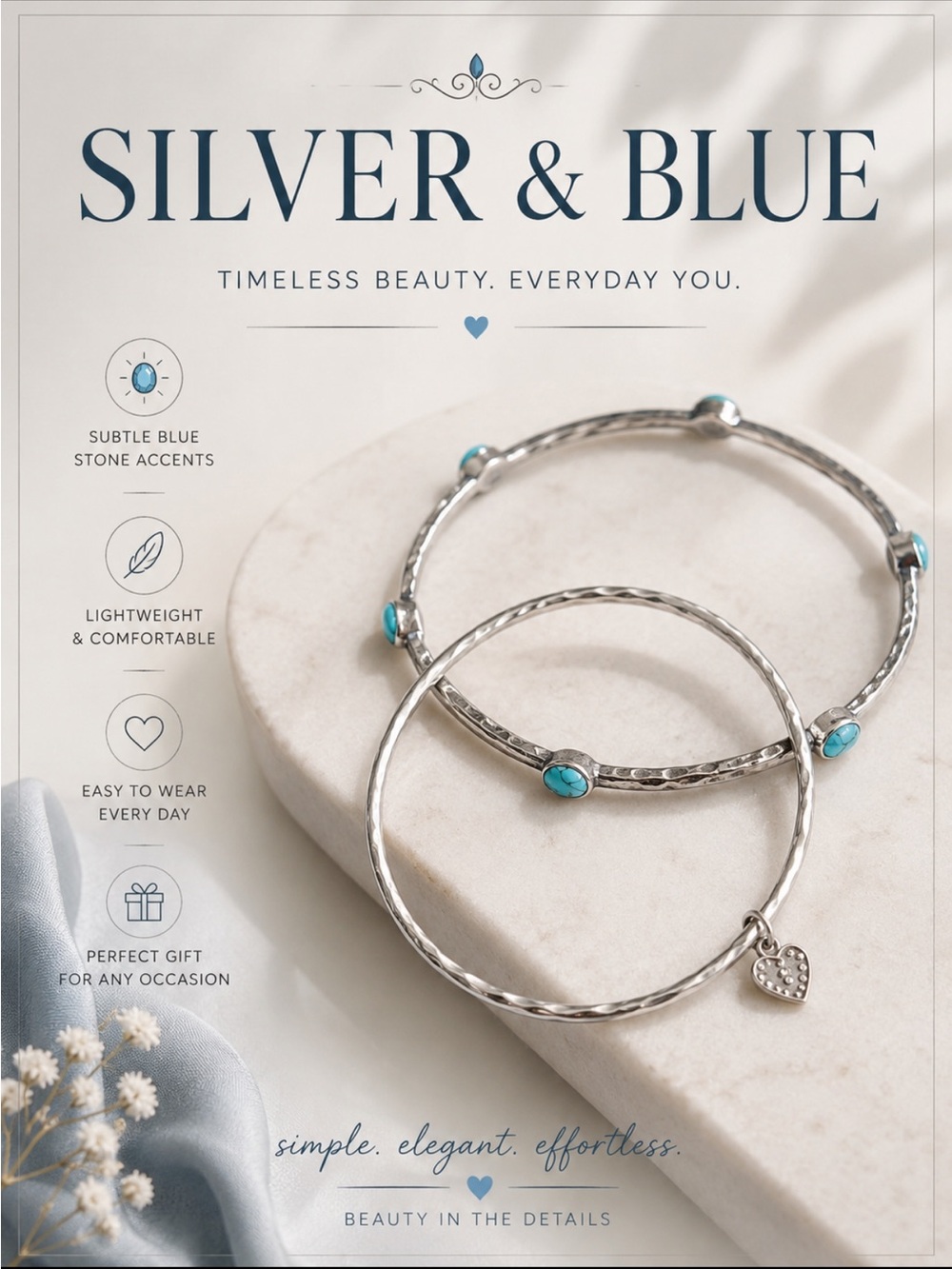 Silver and Turquoise Bangle Bracelet